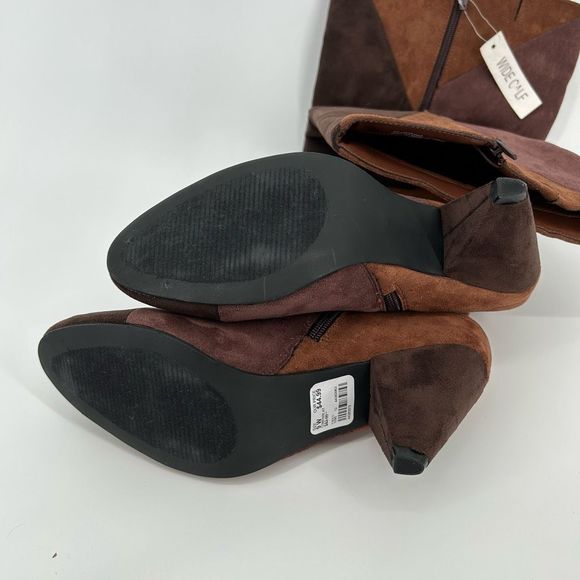 Suede Colorblock Pattern Boots Size 9 Wide Calf Knee High Heeled Cato Comfort Es - Picture 5 of 15